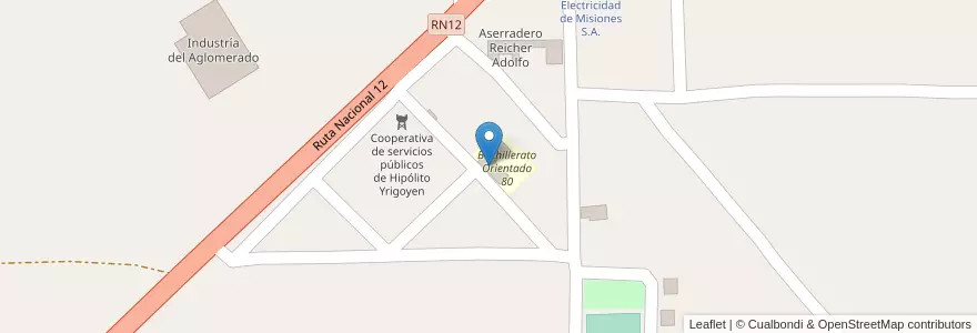 Mapa de ubicacion de Escuela Especial 35 en アルゼンチン, ミシオネス州, Departamento San Ignacio, Municipio De Hipólito Yrigoyen.