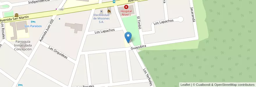 Mapa de ubicacion de Escuela Especial 37 en アルゼンチン, ミシオネス州, Departamento Iguazú, Municipio De Wanda.