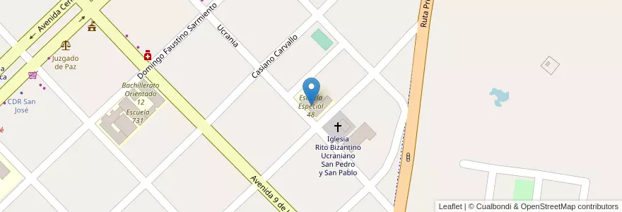 Mapa de ubicacion de Escuela Especial 48 en 阿根廷, Misiones, Departamento Apóstoles, Municipio De San José.