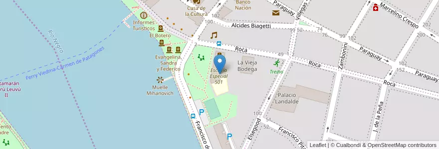 Mapa de ubicacion de Escuela Especial 501 en Argentine, Province De Buenos Aires, Partido De Patagones, Carmen De Patagones.