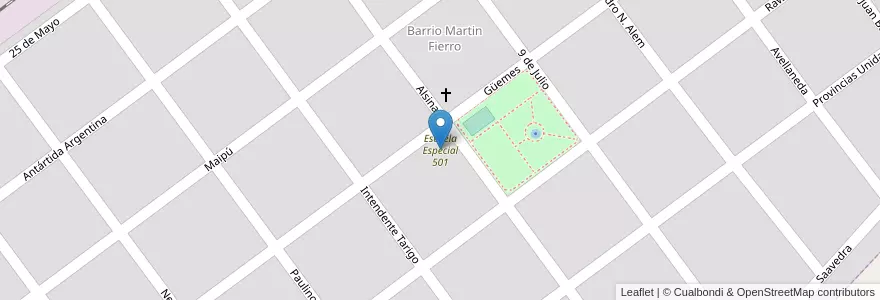 Mapa de ubicacion de Escuela Especial 501 en Arjantin, Buenos Aires, Partido De Roque Pérez, Roque Pérez.