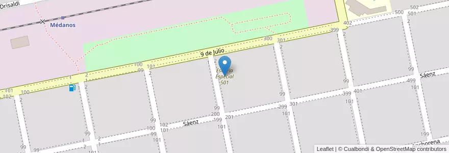 Mapa de ubicacion de Escuela Especial 501 en Arjantin, Buenos Aires, Partido De Villarino, Médanos.