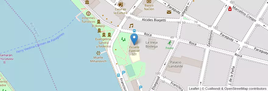 Mapa de ubicacion de Escuela Especial 501 en Argentina, Buenos Aires, Partido De Patagones, Carmen De Patagones.