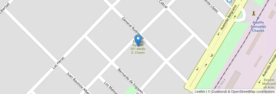 Mapa de ubicacion de Escuela Especial 501 Adolfo G. Chaves en Argentina, Buenos Aires, Partido De Adolfo Gonzales Chaves, Adolfo Gonzáles Chaves.