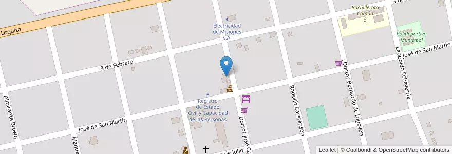 Mapa de ubicacion de Escuela Especial 62 en アルゼンチン, ミシオネス州, Departamento San Javier, Municipio De Itacaruaré, Itacaruaré.