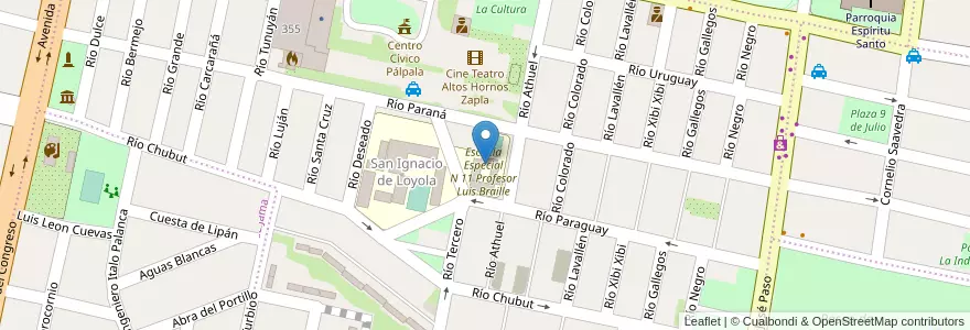 Mapa de ubicacion de Escuela Especial N 11 Profesor Luis Braille en アルゼンチン, フフイ州, Departamento Palpalá, Municipio De Palpalá.