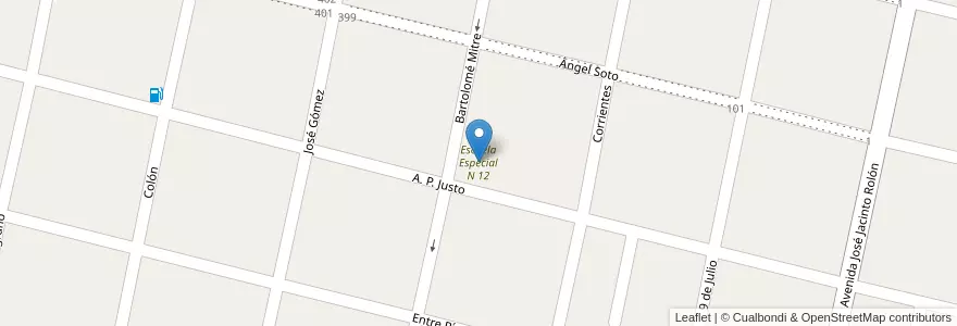 Mapa de ubicacion de Escuela Especial N 12 en アルゼンチン, コリエンテス州, Departamento Goya, Municipio De Goya.