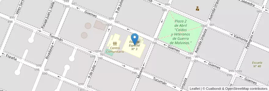 Mapa de ubicacion de Escuela Especial N° 3 en الأرجنتين, تشيلي, محافظة سانتا كروز, Pico Truncado, Deseado, Pico Truncado.