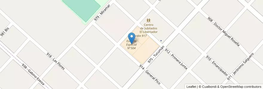 Mapa de ubicacion de Escuela Especial N°504 en アルゼンチン, ブエノスアイレス州, Partido De Tres De Febrero, El Libertador.