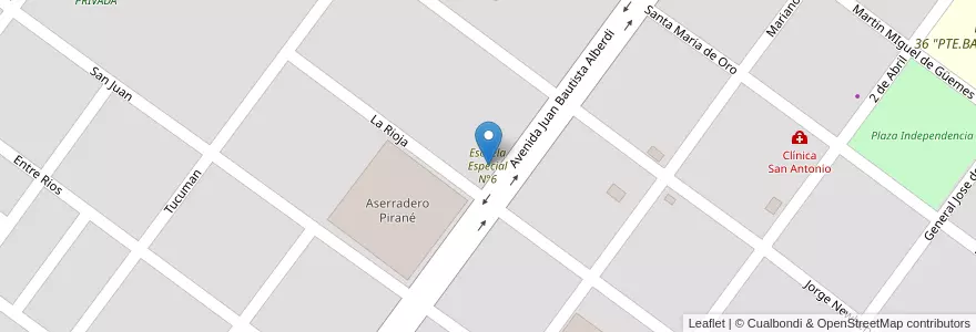 Mapa de ubicacion de Escuela Especial N°6 en Argentinië, Formosa, Departamento Pirané, Municipio De Pirané, Pirané.