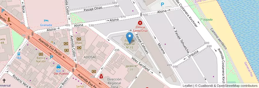 Mapa de ubicacion de Escuela Especial Nº 15 en Аргентина, Санта-Крус, Чили, Mercado De La Ciudad, Deseado, Caleta Olivia.