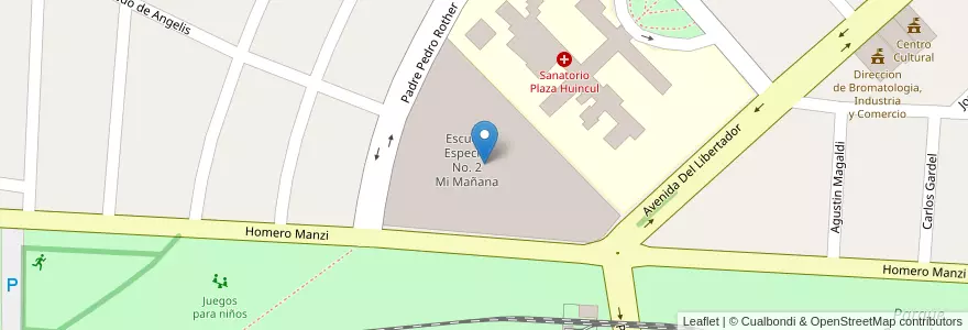 Mapa de ubicacion de Escuela Especial No. 2 Mi Mañana en アルゼンチン, チリ, ネウケン州, Departamento Confluencia, Municipio De Plaza Huincul, Plaza Huincul.