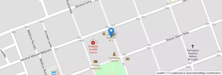 Mapa de ubicacion de Escuela Especial Nº 3 en アルゼンチン, ラ・パンパ州, Municipio De Catriló, Departamento Catriló, Catrilo, Catriló.