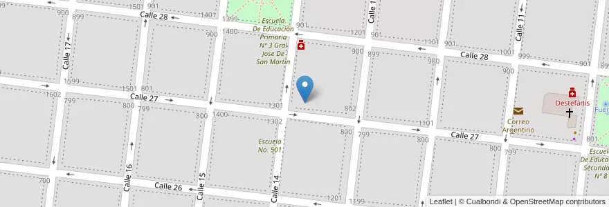 Mapa de ubicacion de Escuela Especial Nº 501 Desafio De Crecer en Argentine, Province De Buenos Aires, Partido De Veinticinco De Mayo, Veinticinco De Mayo.
