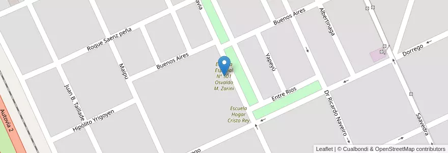 Mapa de ubicacion de Escuela Especial Nº 501 Osvaldo M. Zarini en Arjantin, Buenos Aires, Partido De Castelli.