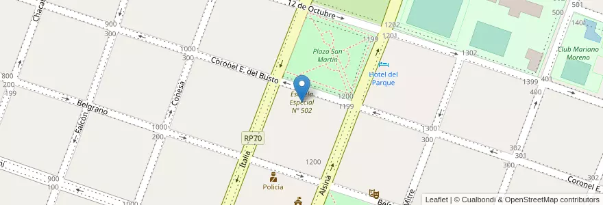 Mapa de ubicacion de Escuela Especial Nº 502 en Arjantin, Buenos Aires, Partido De Bragado, Bragado.