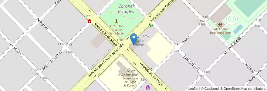 Mapa de ubicacion de Escuela Especial Nº501 Granaderos De San Martin en アルゼンチン, ブエノスアイレス州, Partido De Coronel Pringles, Coronel Pringles.