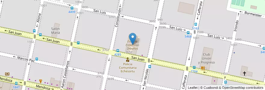 Mapa de ubicacion de Escuela Estanislao Zeballos en Аргентина, Санта-Фе, Departamento Rosario, Municipio De Rosario, Росарио.