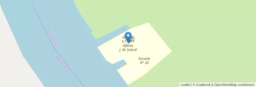 Mapa de ubicacion de Escuela E.T. Nº 1 Alférez J. M. Sobral en アルゼンチン, ブエノスアイレス州, Segunda Sección, Partido De San Fernando, Tercera Sección.