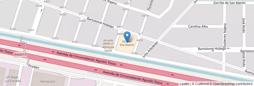Mapa de ubicacion de Escuela Eva Duarte en Аргентина, Кордова, Departamento Capital, Pedanía Capital, Córdoba, Municipio De Córdoba.