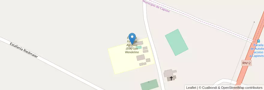 Mapa de ubicacion de Escuela Familia Agricola (EFA) San Wendelino en アルゼンチン, ミシオネス州, Departamento Libertador General San Martín, Municipio De Capioví.