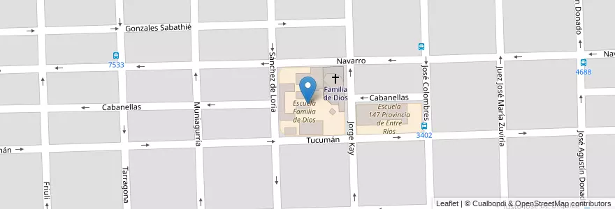 Mapa de ubicacion de Escuela Familia de Dios en Аргентина, Санта-Фе, Departamento Rosario, Municipio De Rosario, Росарио.