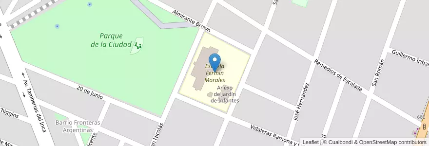 Mapa de ubicacion de Escuela Fermín Morales en アルゼンチン, ラ・リオハ州, Departamento Chilecito, Chilecito.