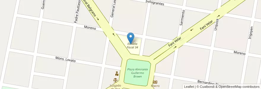 Mapa de ubicacion de Escuela Fiscal 34 en Arjantin, Santa Fe, Departamento La Capital, Municipio De Llambi Campbell.