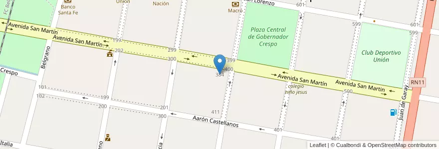 Mapa de ubicacion de Escuela Fiscal 523 Domingo Faustino Sarmiento en Аргентина, Санта-Фе, Departamento San Justo, Municipio De Gobernador Crespo.