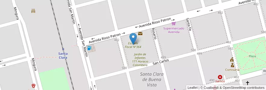 Mapa de ubicacion de Escuela Fiscal Nº364 en Аргентина, Санта-Фе, Departamento Las Colonias, Municipio De Santa Clara De Buena Vista.