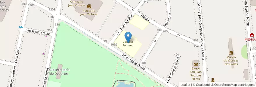 Mapa de ubicacion de Escuela Fontana en Аргентина, Сан-Хуан, Чили, Capital.