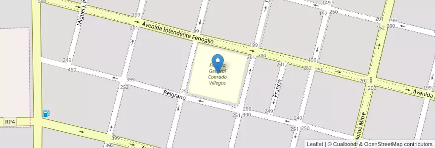 Mapa de ubicacion de Escuela General Conrado Villegas en Argentinien, Provinz Córdoba, Departamento Presidente Roque Sáenz Peña, Pedanía La Amarga, Municipio De Laboulaye, Laboulaye.