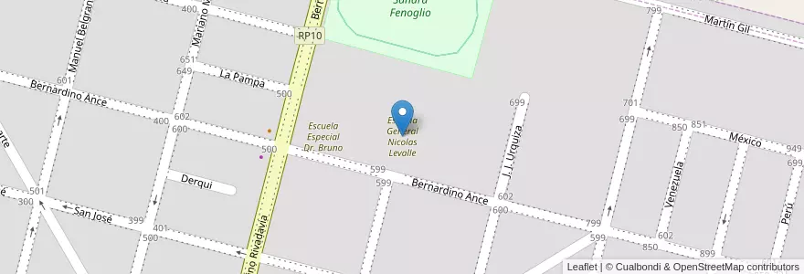 Mapa de ubicacion de Escuela General Nicolas Levalle en 阿根廷, Córdoba, Departamento Presidente Roque Sáenz Peña, Pedanía La Amarga, General Levalle.