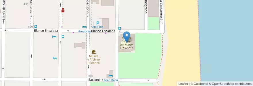 Mapa de ubicacion de Escuela General San Martín EES Nº201 en Argentinien, Mar De Ajó.