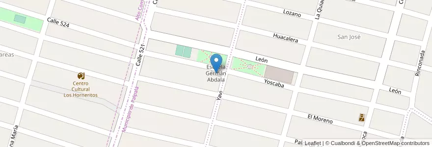 Mapa de ubicacion de Escuela Germán Abdala en Arjantin, Jujuy, Departamento Palpalá, Municipio De Palpalá.