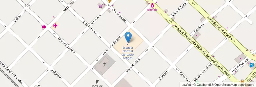 Mapa de ubicacion de Escuela Gervasio Artigas en الأرجنتين, بوينس آيرس, Partido De San Fernando.