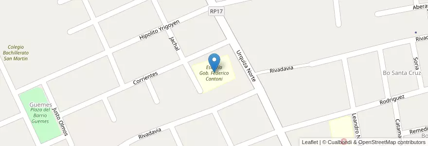 Mapa de ubicacion de Escuela Gob. Federico Cantoni en アルゼンチン, サンフアン州, チリ, Chimbas.