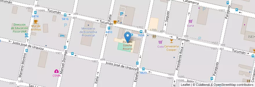 Mapa de ubicacion de Escuela Goethe Rosario en Аргентина, Санта-Фе, Departamento Rosario, Municipio De Rosario, Росарио.