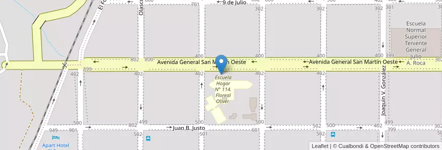 Mapa de ubicacion de Escuela Hogar N° 114. Floreal Oliver. en Argentina, La Pampa, Municipio De Santa Rosa, Departamento Capital, Santa Rosa.
