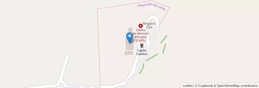 Mapa de ubicacion de Escuela Hogar Nº 120 "Pilquiniyeu del Limay" en 아르헨티나, 칠레, 리오네그로주, Departamento Pilcaniyeu.