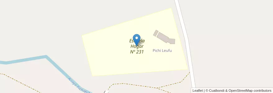 Mapa de ubicacion de Escuela Hogar Nº 231 en Argentina, Chile, Río Negro, Departamento Pilcaniyeu.