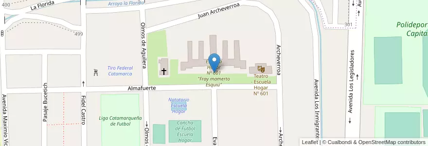 Mapa de ubicacion de Escuela Hogar Nº 601 "Fray mamerto Esquiú" en 아르헨티나, Catamarca, Departamento Capital, Municipio De San Fernando Del Valle De Catamarca, San Fernando Del Valle De Catamarca.