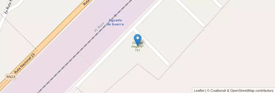 Mapa de ubicacion de Escuela HogarN° 151 en الأرجنتين, تشيلي, ريو نيغرو, Departamento Veinticinco De Mayo, Aguada De Guerra.