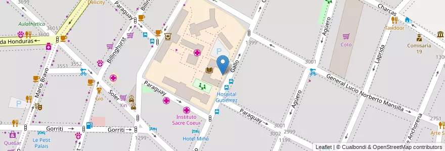 Mapa de ubicacion de Escuela Hospitalaria 01 Doctor Ricardo Gutierrez, Recoleta en Argentinien, Ciudad Autónoma De Buenos Aires, Comuna 2, Buenos Aires.