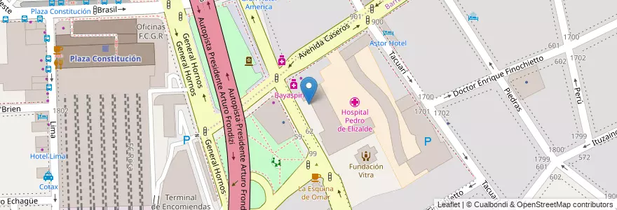 Mapa de ubicacion de Escuela Hospitalaria 03 Doctor Pedro de Elizalde, Barracas en Argentina, Ciudad Autónoma De Buenos Aires, Comuna 4, Comuna 1, Buenos Aires.