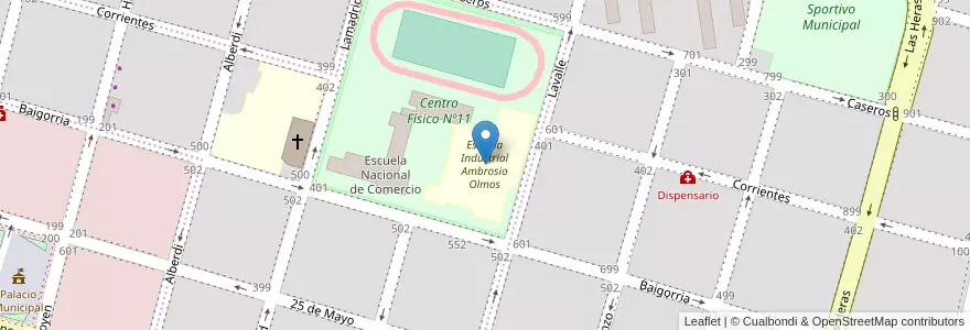 Mapa de ubicacion de Escuela Industrial Ambrosio Olmos en アルゼンチン, コルドバ州, Departamento Río Cuarto, Pedanía Río Cuarto, Municipio De Río Cuarto, Río Cuarto.