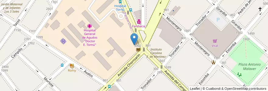 Mapa de ubicacion de Escuela Infantil 02/14° H° Tornú, Parque Chas en アルゼンチン, Ciudad Autónoma De Buenos Aires, ブエノスアイレス, Comuna 15.