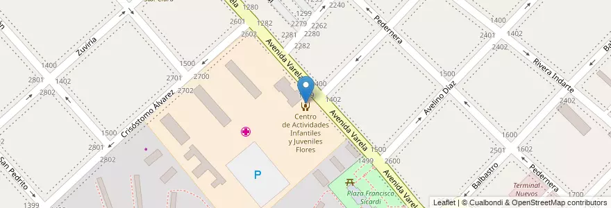 Mapa de ubicacion de Escuela Infantil 04/11°, Flores en 阿根廷, Ciudad Autónoma De Buenos Aires, Comuna 7, 布宜诺斯艾利斯.