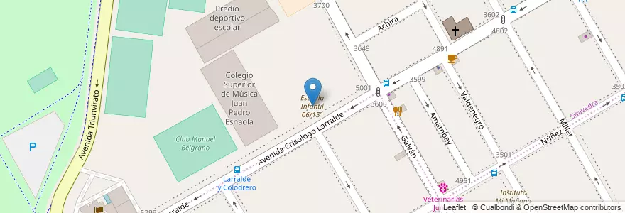 Mapa de ubicacion de Escuela Infantil 06/15°, Saavedra en アルゼンチン, Ciudad Autónoma De Buenos Aires, Comuna 12, ブエノスアイレス.