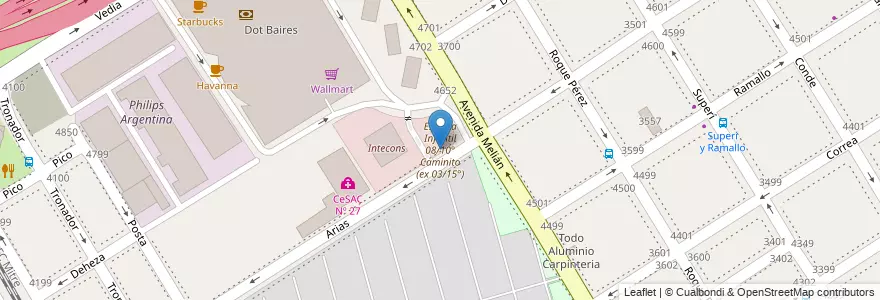 Mapa de ubicacion de Escuela Infantil 08/10° Caminito (ex 03/15°), Saavedra en 阿根廷, Ciudad Autónoma De Buenos Aires, Comuna 12, Partido De Vicente López, 布宜诺斯艾利斯, Vicente López.